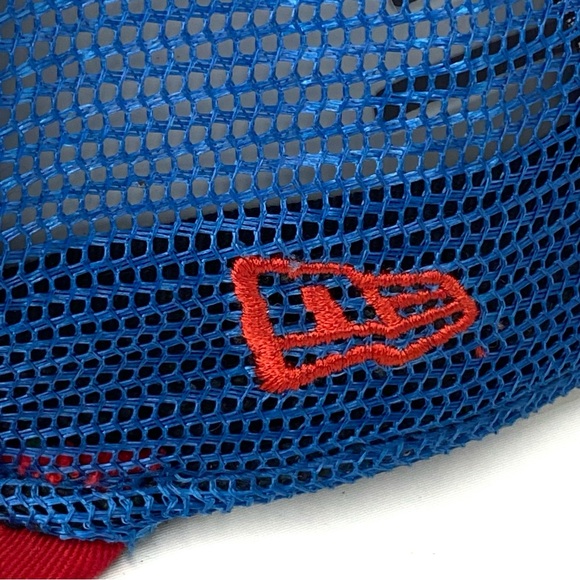 Quiksilver New Era Blue & Red Embroidered Spell Out Snap Back Trucker Hat Cap OS - Picture 4 of 8